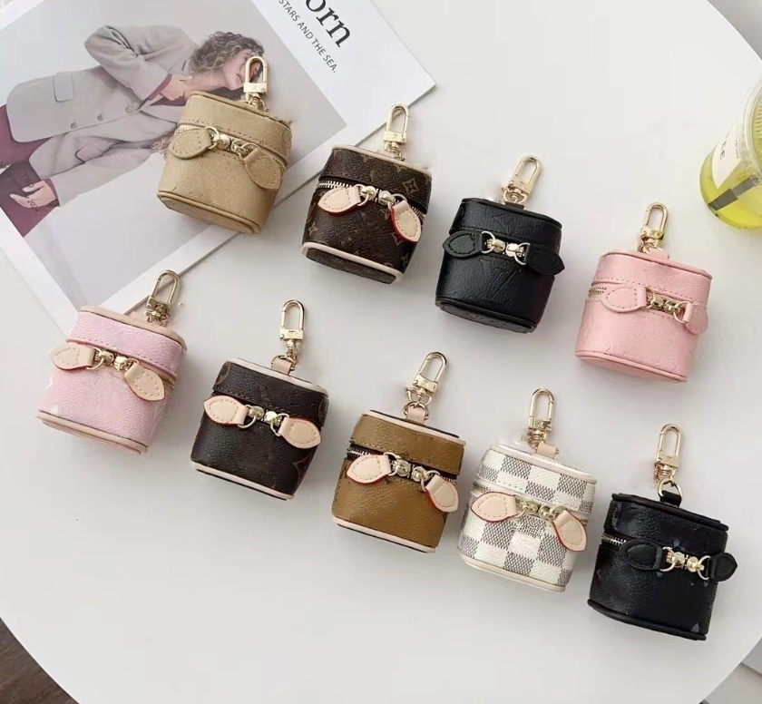 Designer Mini luxury Cute Mini Leather Small Bag Coin Bag Purse Earphone Bag Storage Bag Old Flower Pendant Key Card Holder Key Bag for Women