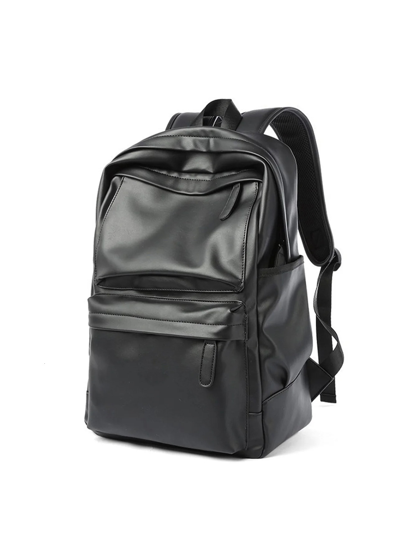 Mens Fashion Backpack PU Leather Waterproof Casual Travel Bag for 14-Inch Laptop 250728