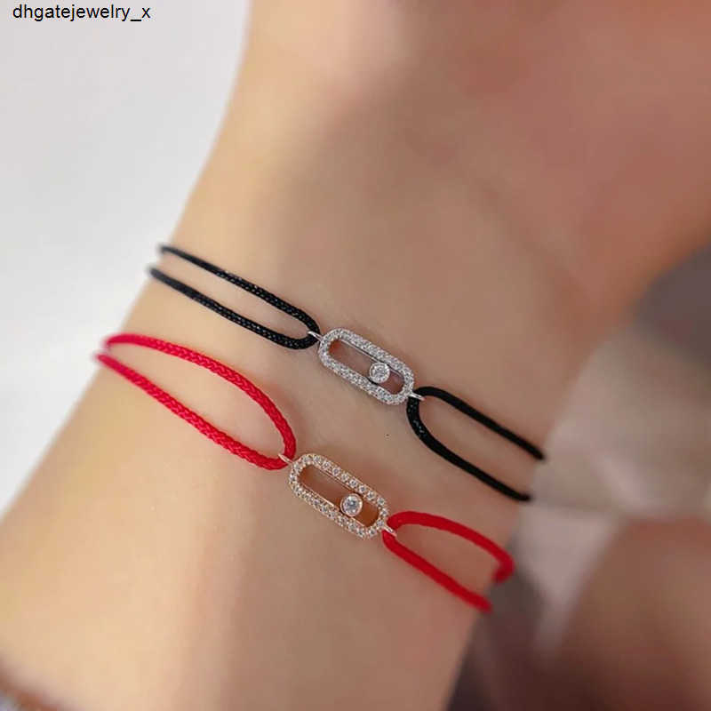 designer luxury three moving diamond Bracelet jewelry 925 sterling silver womens bracelets adjustable moving stone Lucky Red Rope Exquisite holiday