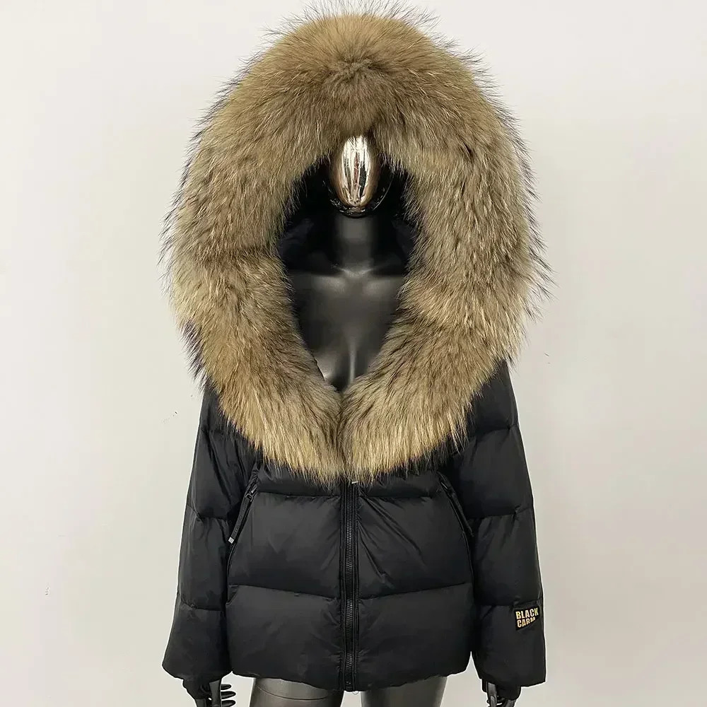 Down Coat Women Winter Natural Fox Fur Collar Thick Warm Puffer Jacket Hooded Detachable Outerwear Fur Jacket Fashion 250724