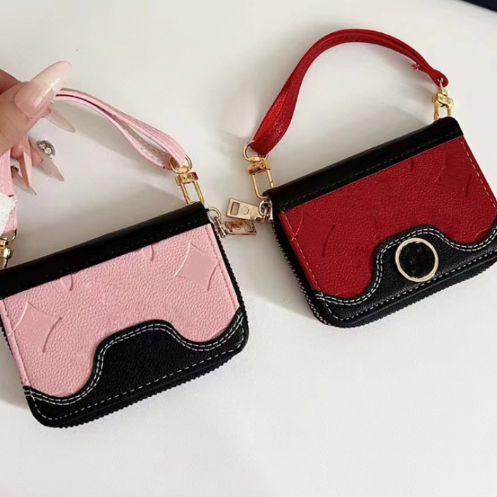 Classic Mini luxury Cute Mini Leather Small Bag Coin Bag Purse Credit Card Holder Coin Purses Mini Wallet Bag Old Flower Pendant Holder Key Bag for