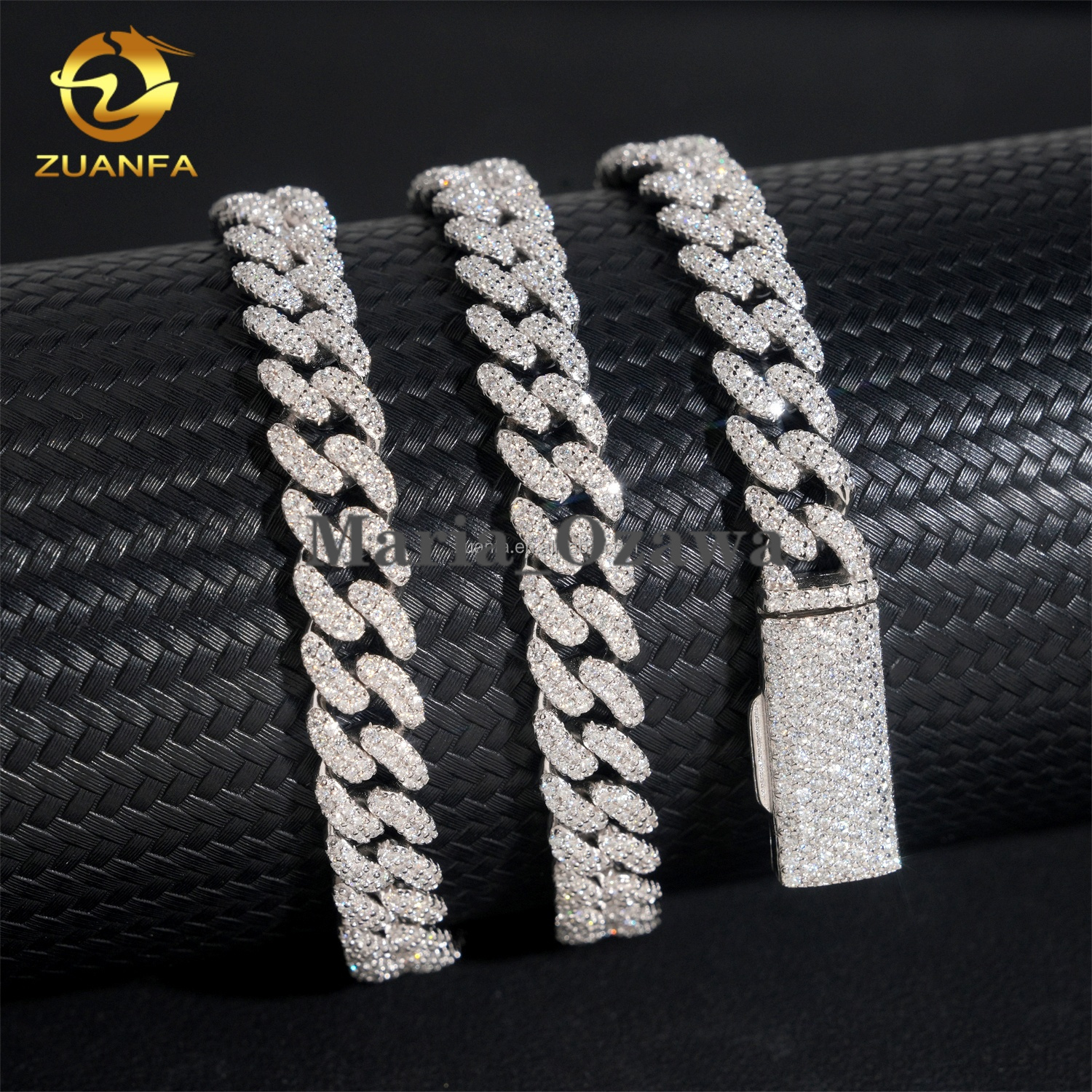 Best Selling Pass Diamond Tester 8mm Two Rows Moon Shape Style S925 Iced Out Hip Hop FL Moissanite Diamond Cuban Link Chain Men