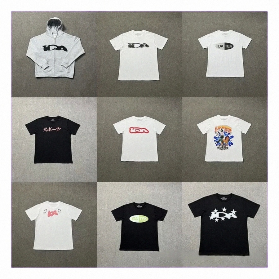 ida Designer T Shirts Short Sleeve Trendy Tees Mens T Shirts polo shirt world letter print fashion high street men's and women's casual su