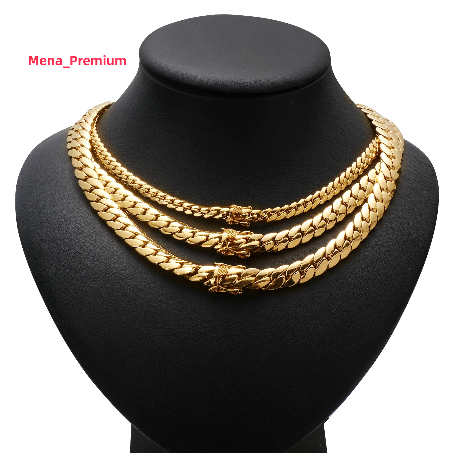 Drop Shipping Trendy Hip Hop Bling 18K Gold Color Brass Cuban Link Chain Mens Whip Chain Necklace Men Rapper Jewelry