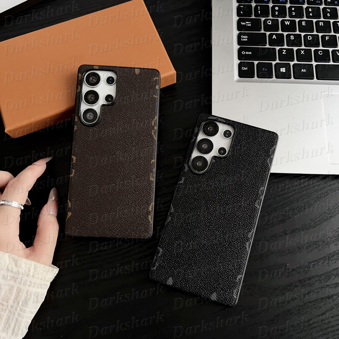 Ultra Thin Mono-gram Phone Case for Samsung S26 S25 5G S24 S23 S22 S21 S20 Plus Note 20 Galaxy Z Flip 7 6 5 4 3 Fold Fold7 Luxury Leather Protection