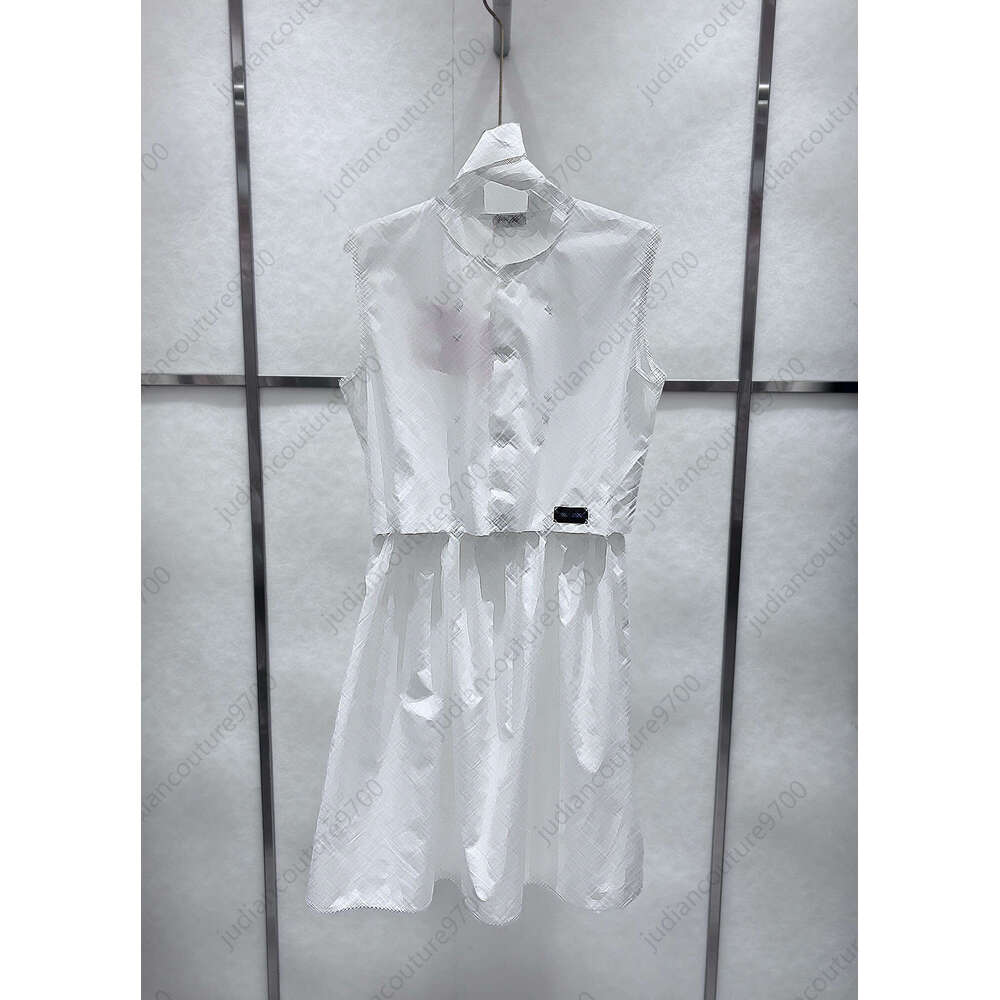 Womens Sleeveless Dress Designer Summer Dresses Up And Down Detachable Reversible Outfits For Woman Luxury Fashion Button Front White Dresses