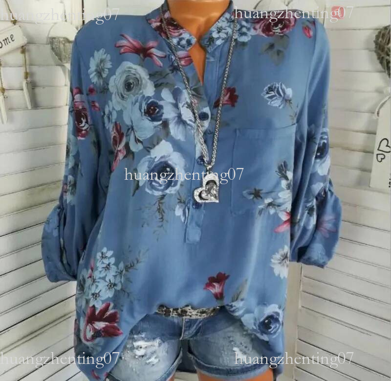 New Floral Print Women Blouse Summer Top Plus Size Long Sleeve Shirt Harajuku Printed Blusa Feminina Womens Tops And Blouses