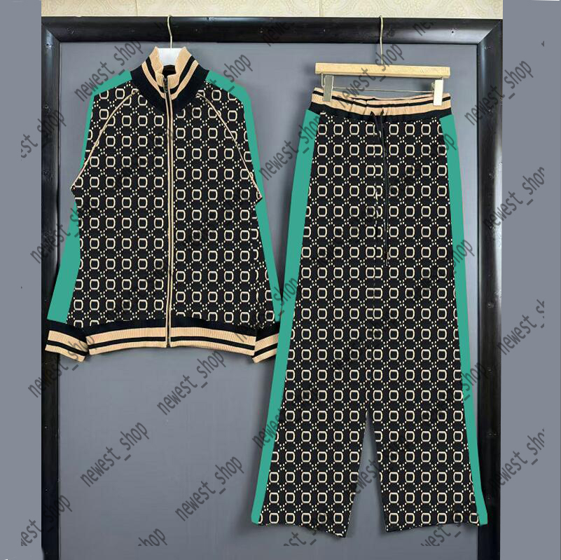 Designer womens tracksuits luxury sport suit 2 piece sets Double letter print stand collar zipper jacket women side Webbing printed sportsuits casua