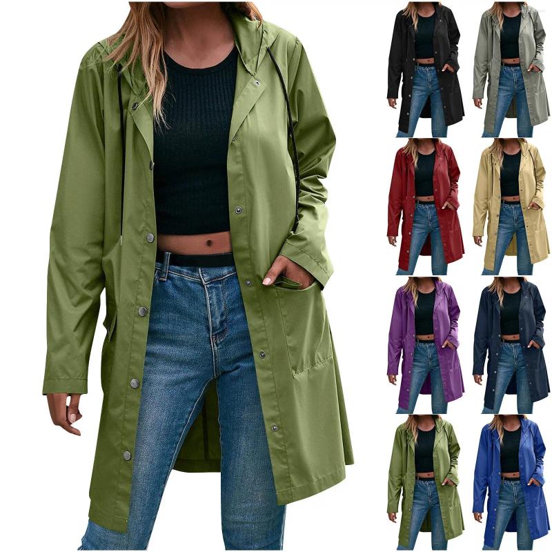 Women's Jackets Foreign Trade Temperament Commuter Trench Coat Hooded Jacket Rainproof Hundred With Long Wind