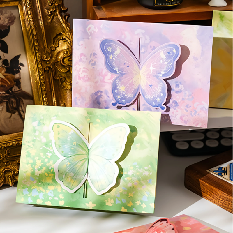 500PCS 3D Butterfly Greeting Cards Set - Vibrant Colored DIY Blank Cards for Wedding/Valentines/ Birthday/Fathers Day Premium Paper Handmade Invi-image-1098005436