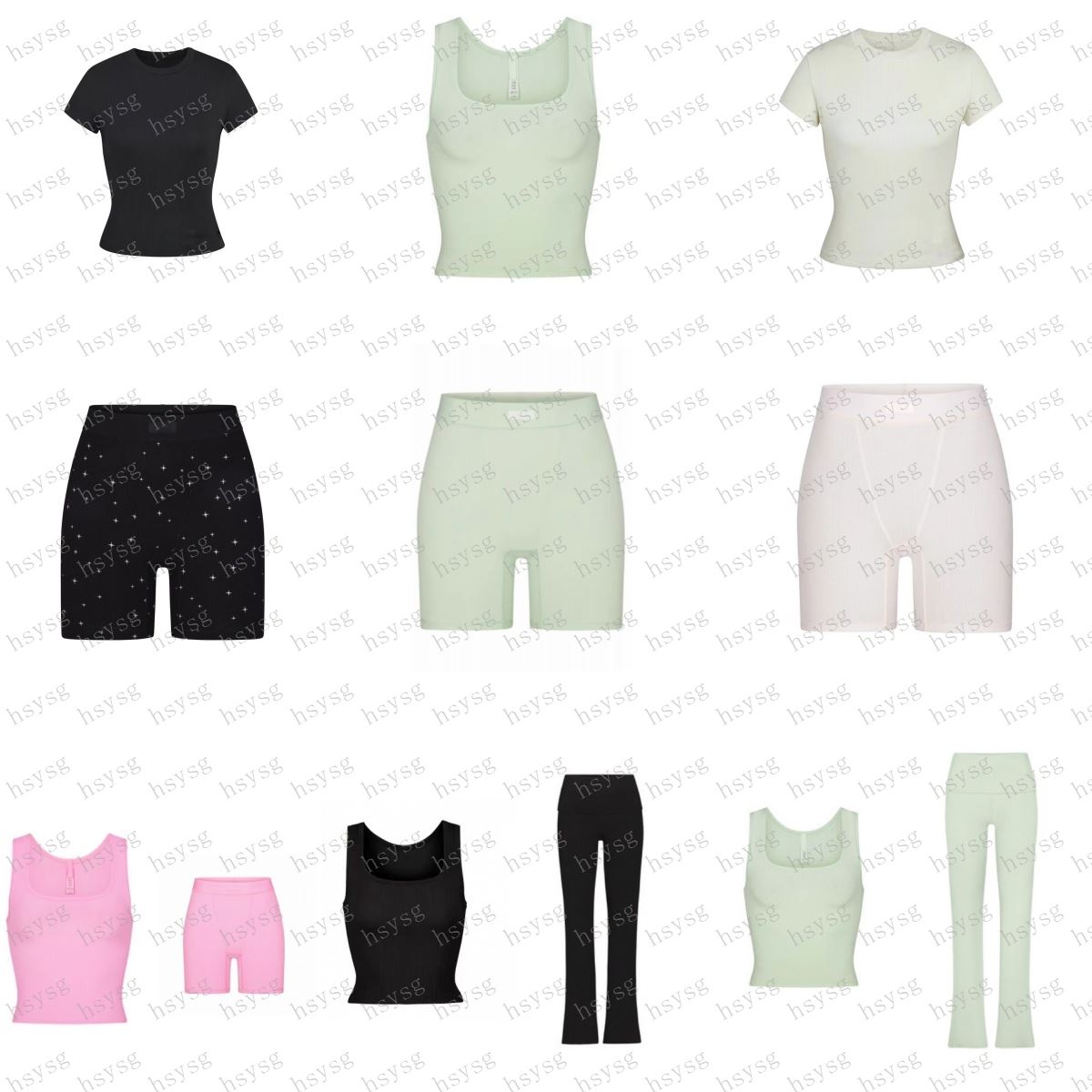 Womens shorts T-shirt tank top flat cornered Modal Threaded Woman Sets Sexy Lingerie Short shirts flat cornered summer yoga sport gym wear Sports Se