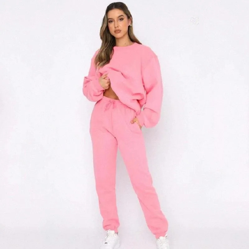 Tracksuits Autumn Winter Women Casual Solid Sporty Hoodies Jacket and Pants Suit Sportswear Trouser Yoga Outfits