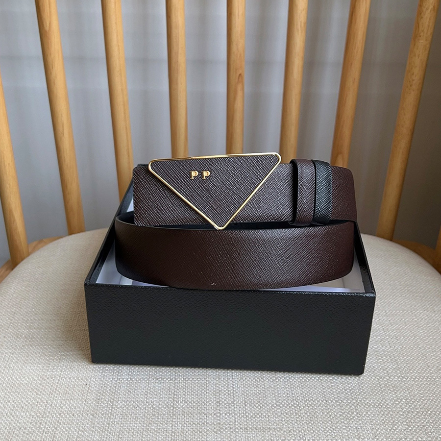 Luxury Belt Men Triangular Buckle Belt Durable Soft Comfortable Versatile Solid Color Men's Business Belt 3.5cm Wide Adjustable Size Daily Wear