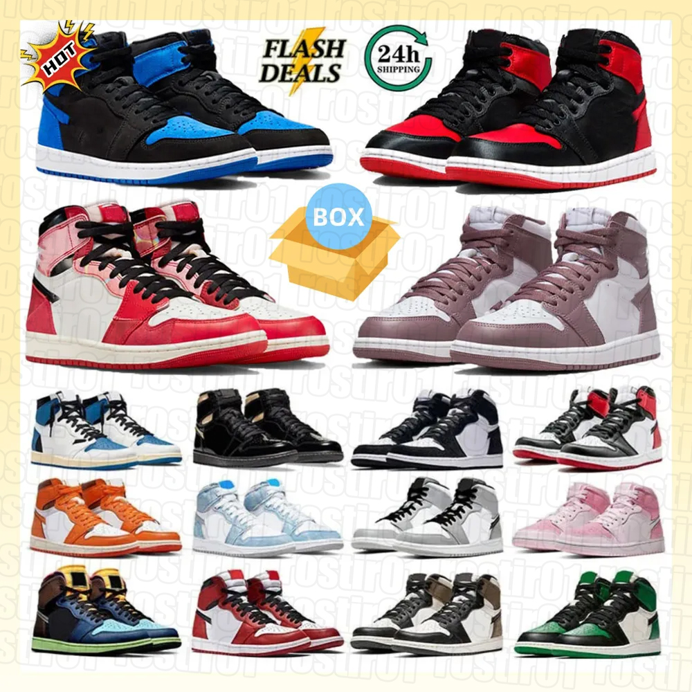 Unisex Mens High Mid OG basketball shoes Palomino ones UNC toe men women grils university blue patent bred Reverse Mocha smoke grey womens Trainers