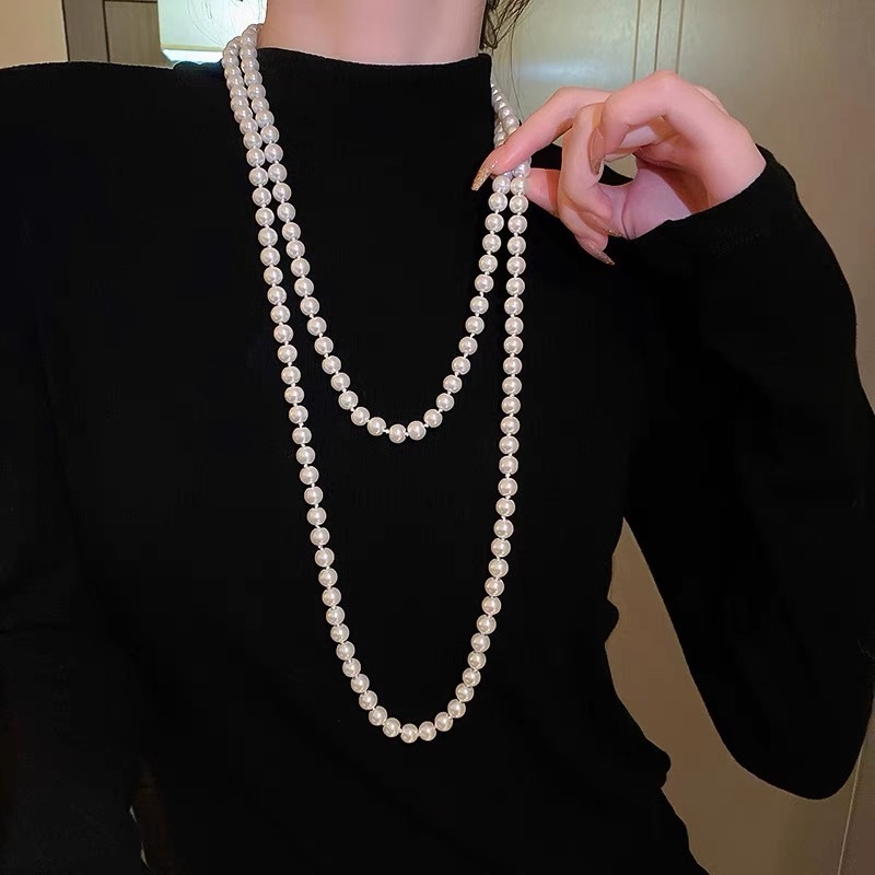 Pearl Necklace for Women 2024 Long Sweater Choker New Chinese National Style Cheongsam Mamian Skirt Accessory ddmythur