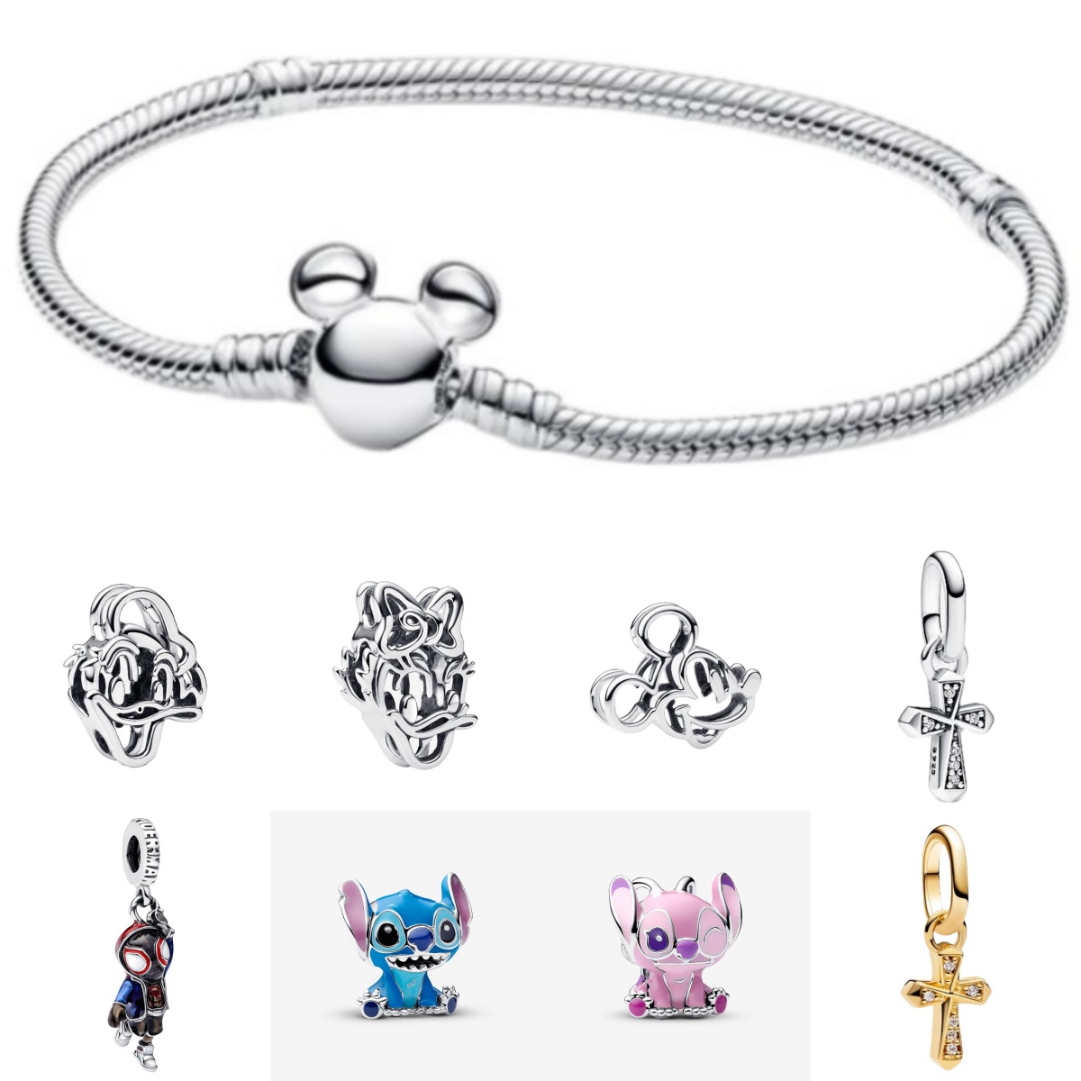 Designer mouse Bracelets beads Openwork Charm for women 925 silver cross Spider pendant DIY fit Bracelet necklace luxury jewelry Anniversary new gif
