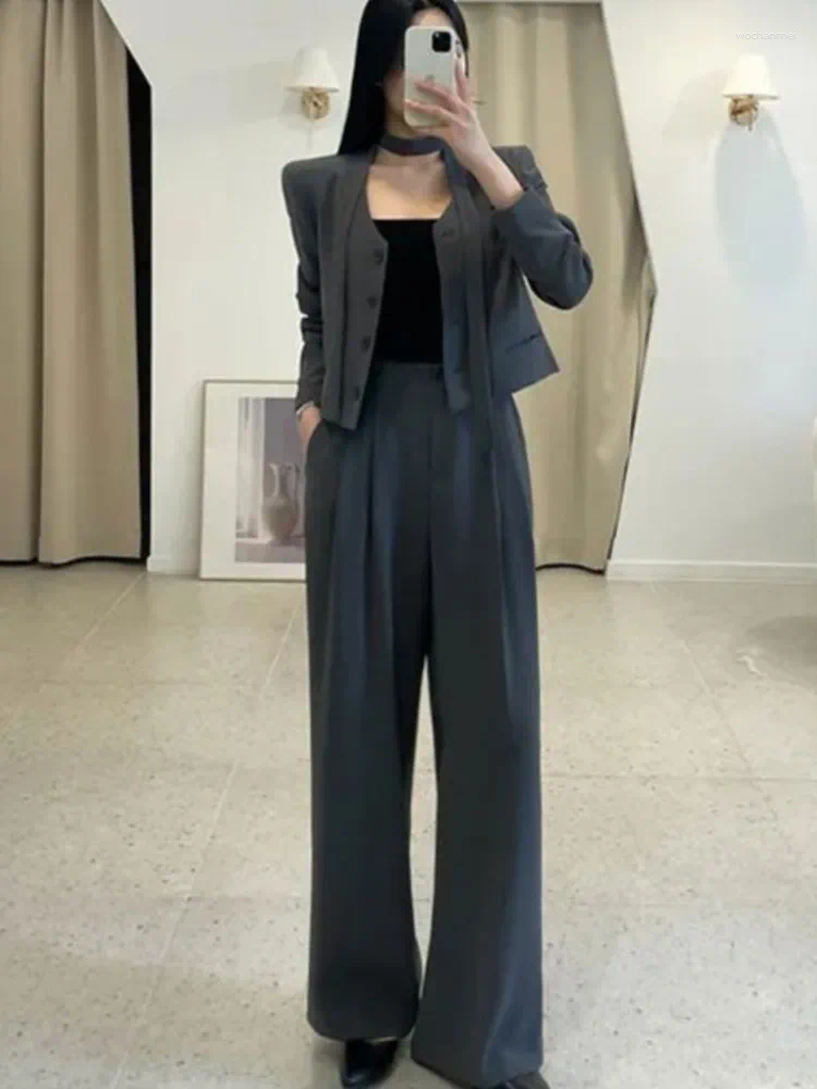 Women's Two Piece Pants Two-Piece Set V-Neck Versatile Suit Jacket High Waist Casual Long Summer Style Fashion Sensation