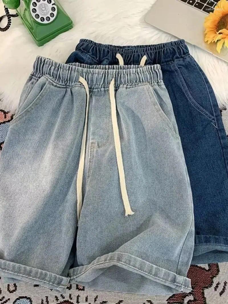 Men's Jeans High Street Hip-hop Harajuku Trendy Brand Oversized Washing Denim Shorts Men Y2K Summer Retro Casual Loose Wide-leg Pants Women