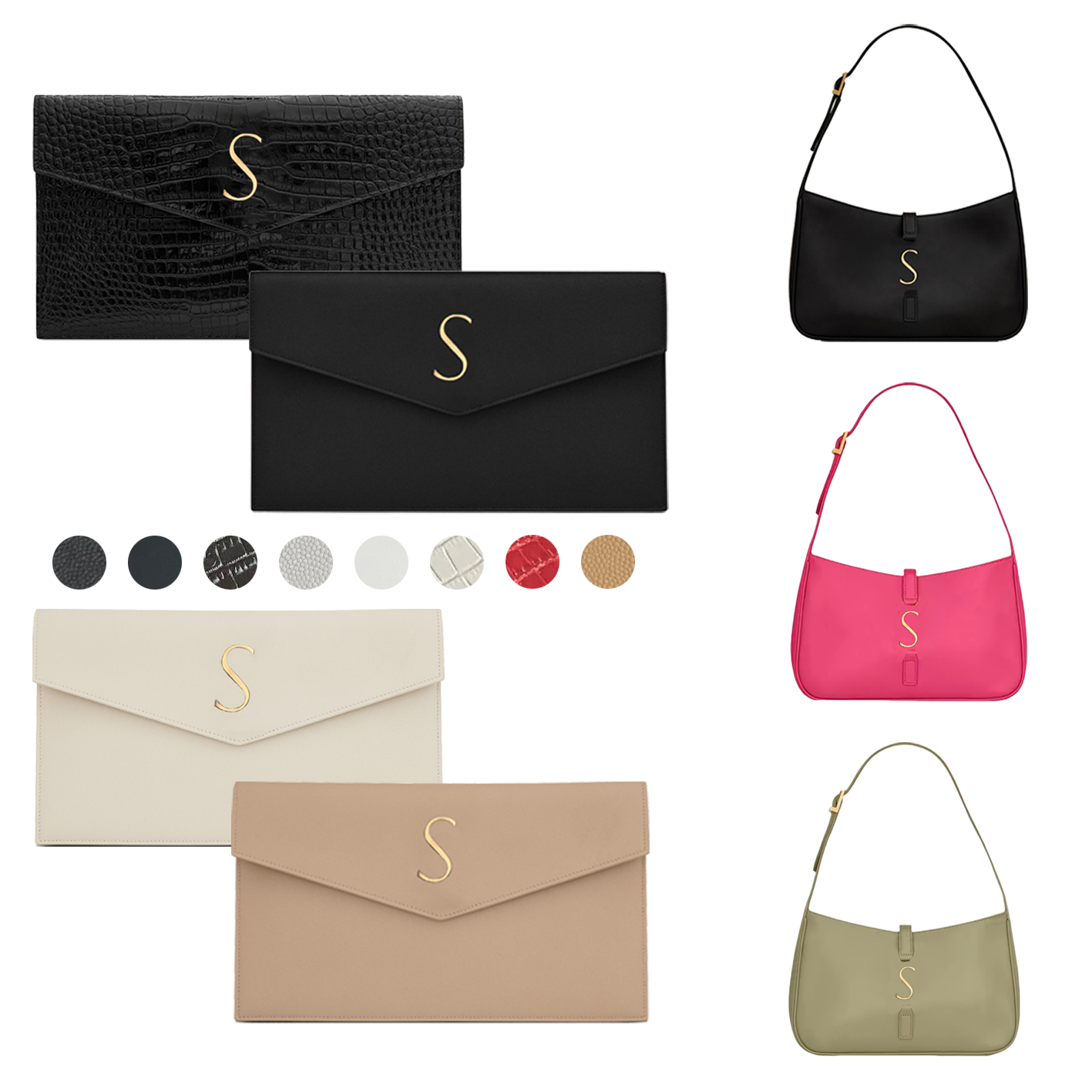 Designer bag UPTOWN grain embossed leather clutch Bags Womens handbag crocodile envelope bag Luxury Shoulder crossbody fashion Evening bag armpit to