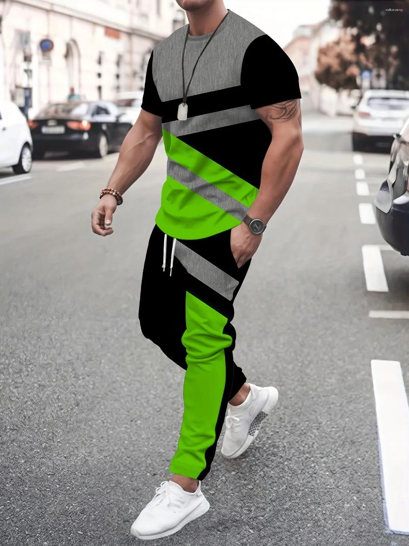 Men's Tracksuits The 2025 Summer Suit With 3D Striped Print Is Casual Fashionable And Suitable For Outdoor Sports