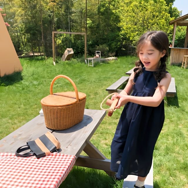 D110 New Xia Sen series Jiangnan style navy blue girl temperament sleeveless long dress parent-child-image-1069025460