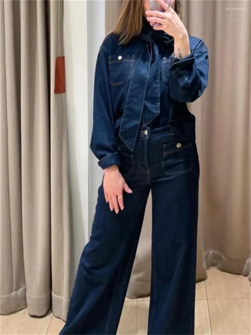 Women's Jackets Lace-Up Turn-Down Collar Denim Coat Single Breasted Pocket Long Sleeve Ladies Shirt Style Jacket 2025 Early Autumn