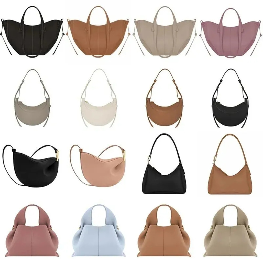 Evening Bags Designer Half Moon Smooth Shoulder Black Tote Underarm Fashion Women Cross Body Bag Mini Purse Textured Leather Hobo Bags AA