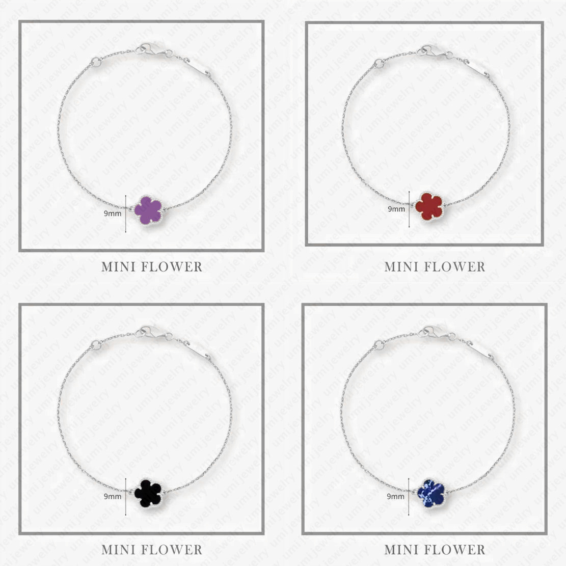 luxury bracelet jewelry woman designer 925 sterling silver jewelry Vintage bracelets turquoise 9mm mini clover bracelet Valentines gift 1 motif flow