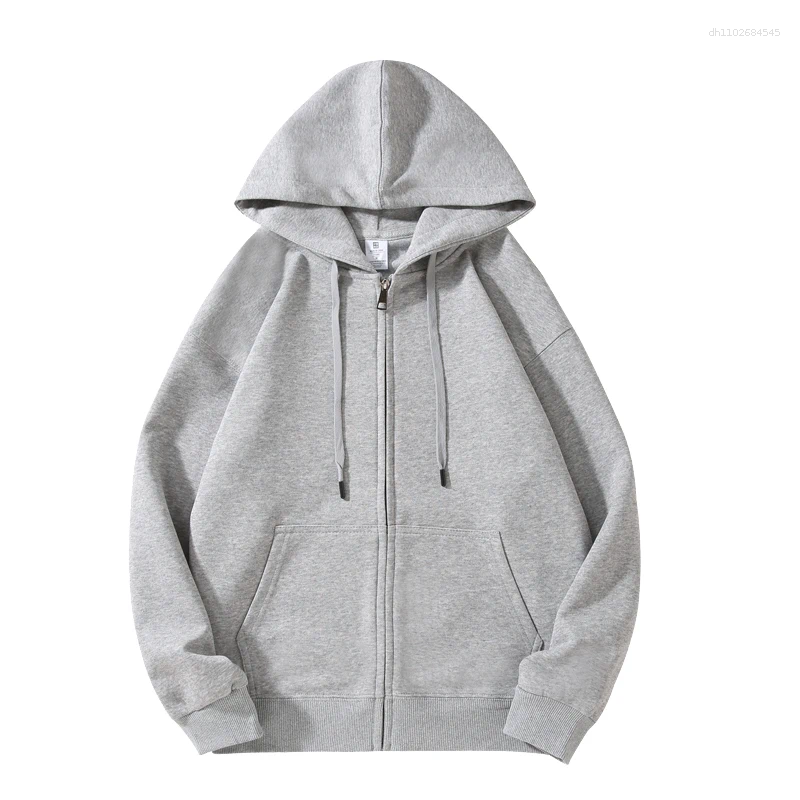 Women's Hoodies Simple Women Grey Hooded Jackets Spring Autumn Long Sleeved Zipper Hooides Loose Casual Solid Color Outerwear Couple Jacket