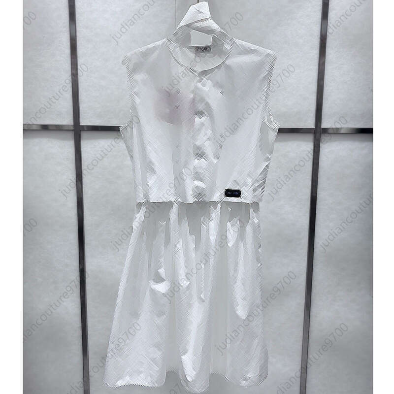 Designer Dresses Luxury Fashion Sleeveless Summer Dress Reversible Outfits For Woman Up And Down Detachable Button Front Women White Dress