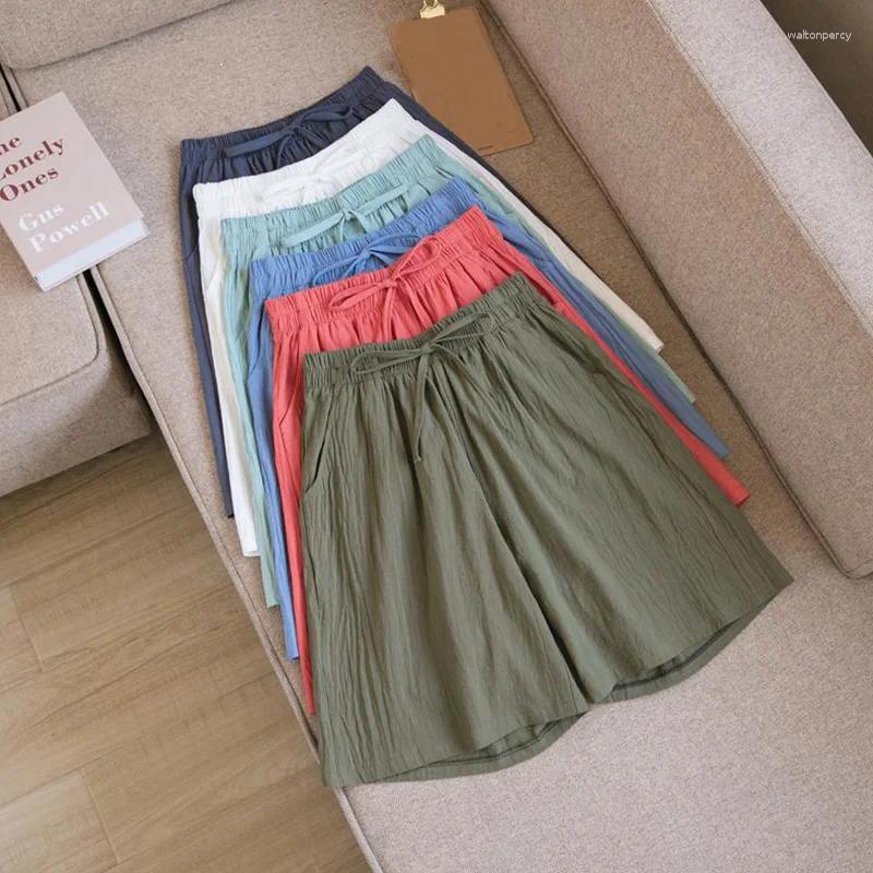 Women's Shorts 2025 Solid Casual Linen Summer High Waist Women Workout Fashion Gym Sports Ladies Sport Basic Pants