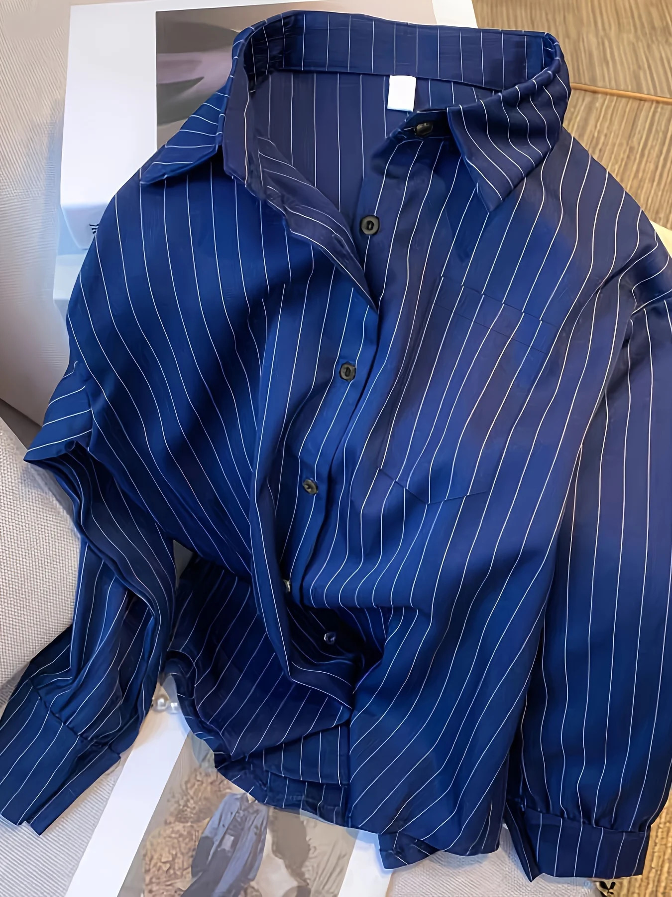 Striped Long Sleeve Shirt for Women Autumn and Spring n Sense Minority Commuting Blouse HighEnd Top 250730