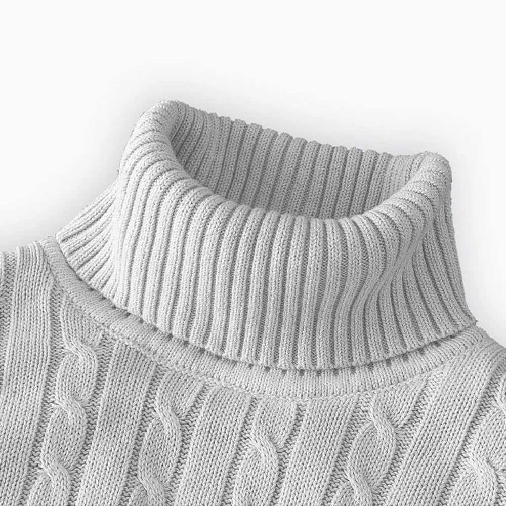 Mens Turtleneck Sweater Solid Color High Neck Pullover Knitted Sweaters Casual Elastic Sweatwear Mens Fall Winter250724