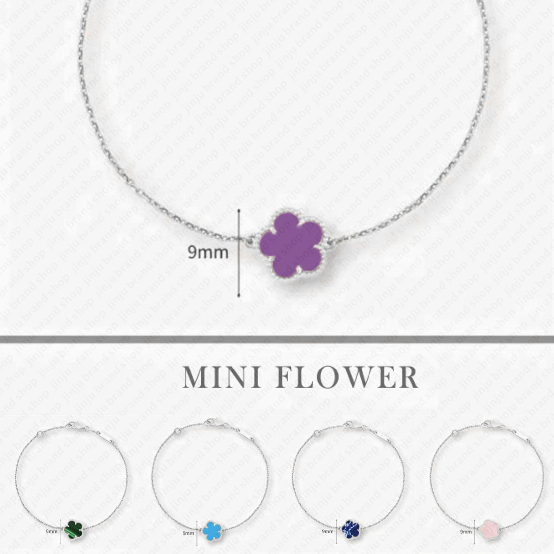 designer bracelet women 925 sterling silver jewelry charm bracelet Classic one motif flower bracelets Violets 9mm mini clover bracelet designer bang