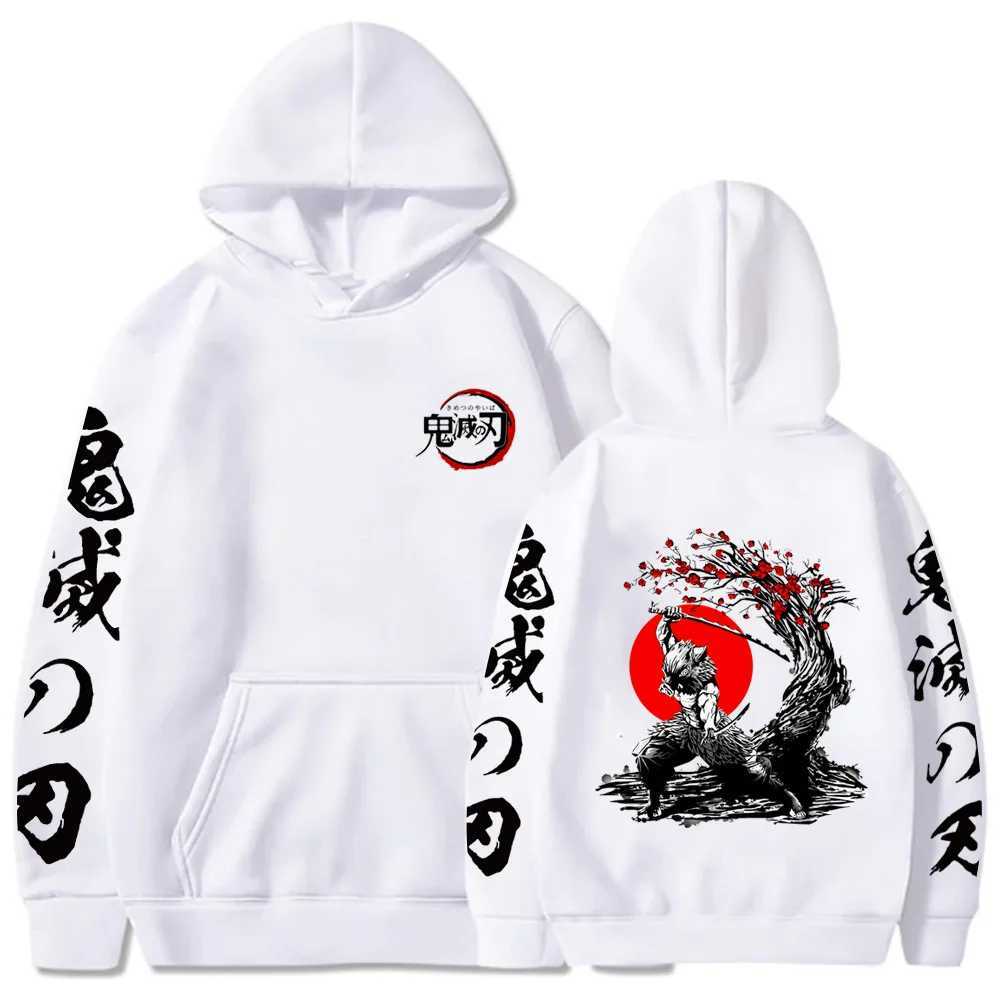 Demon Slayer Hashibira Inosuke Print Autumn and Winter Mens High Quty Casual Comfortable Trendy Strt Hooded Sweatshirt T250730