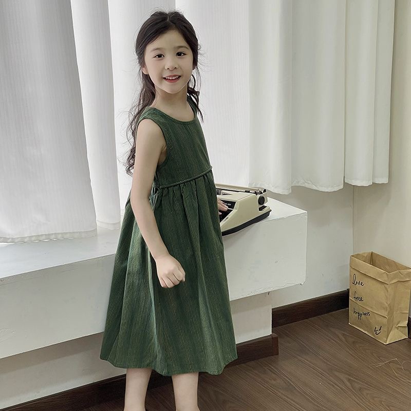 D115 Girls dress summer new summer children&#039;s stylish sleeveless vest small fresh princess dress-image-1069050681