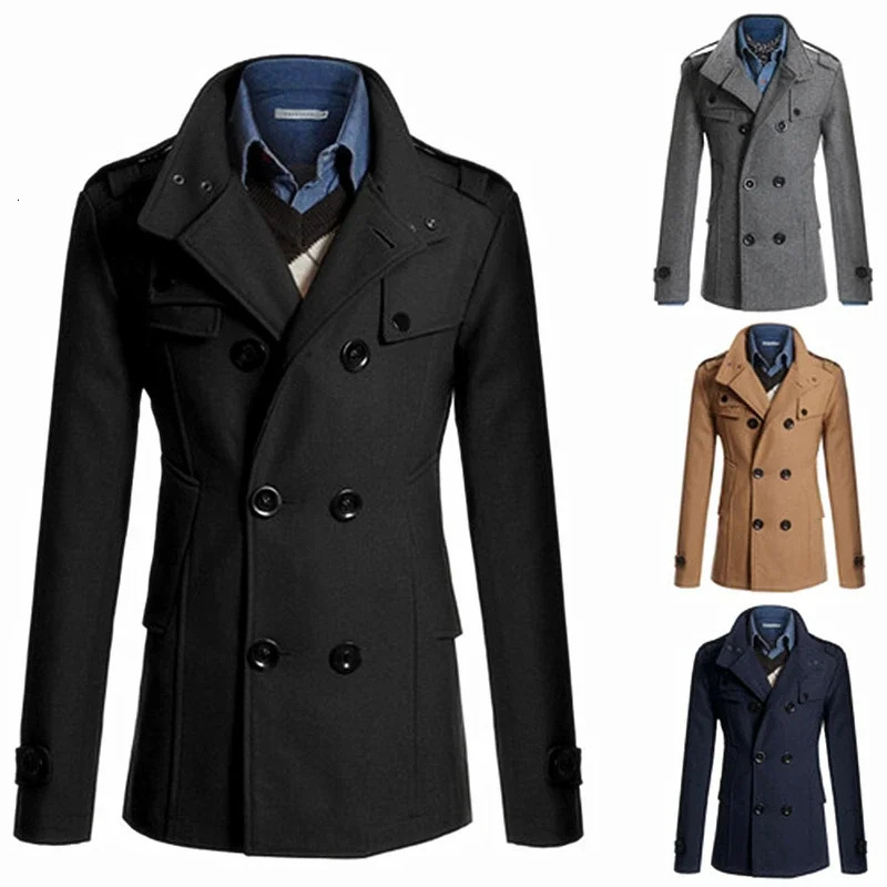 Mens Jackets Repair Woolen Men Jackets Overcoat for Men Double Breasted Coat Thickened Mens Jacket 250724