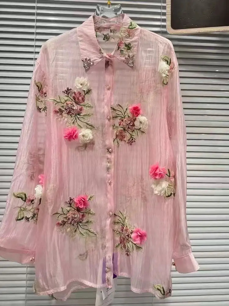 En diamants d'été fleurs y chemises chemises pour femmes à manches longues minces de sol en vrac cardigan top décontracté 250730