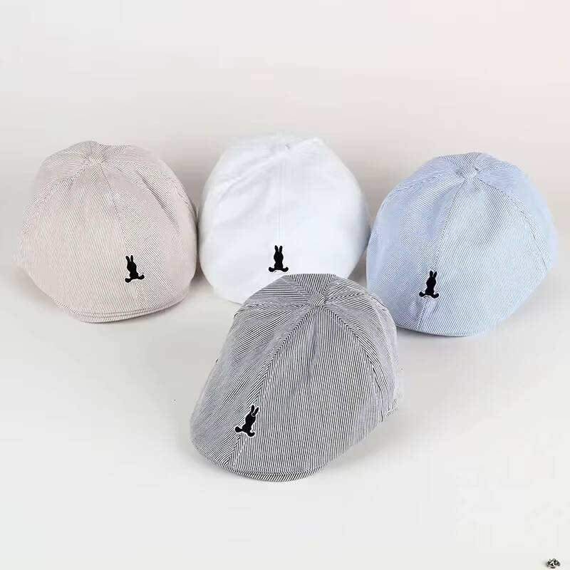 Hot Solid Color Children Berets Stripe Cotton Thin Fashion Simple Kids Hats Berretto Baby Caps for Boys Girls ddmyshoesvip