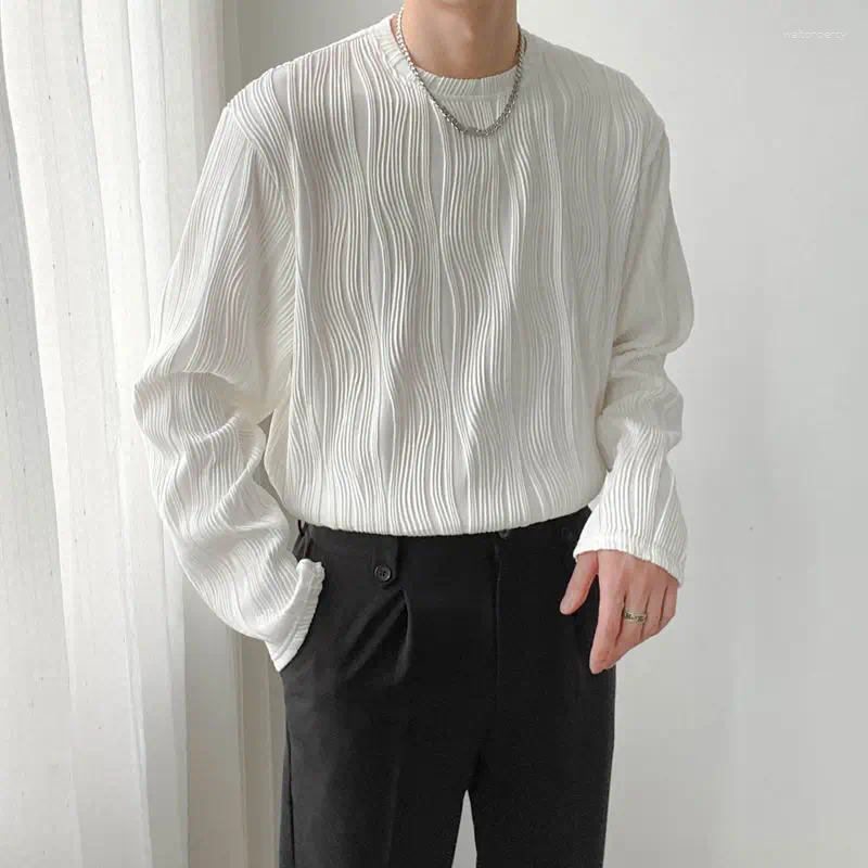 Men's T Shirts Spring Autumn Long Sleeve Round Neck Loose T-Shirt Casual Base Layer
