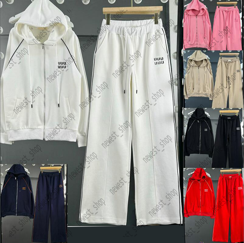 Designer womens tracksuits luxury sport suit 2 piece sets letter print zipper Hat collar jacket women casual pants lady sportsuits blue red pink whi