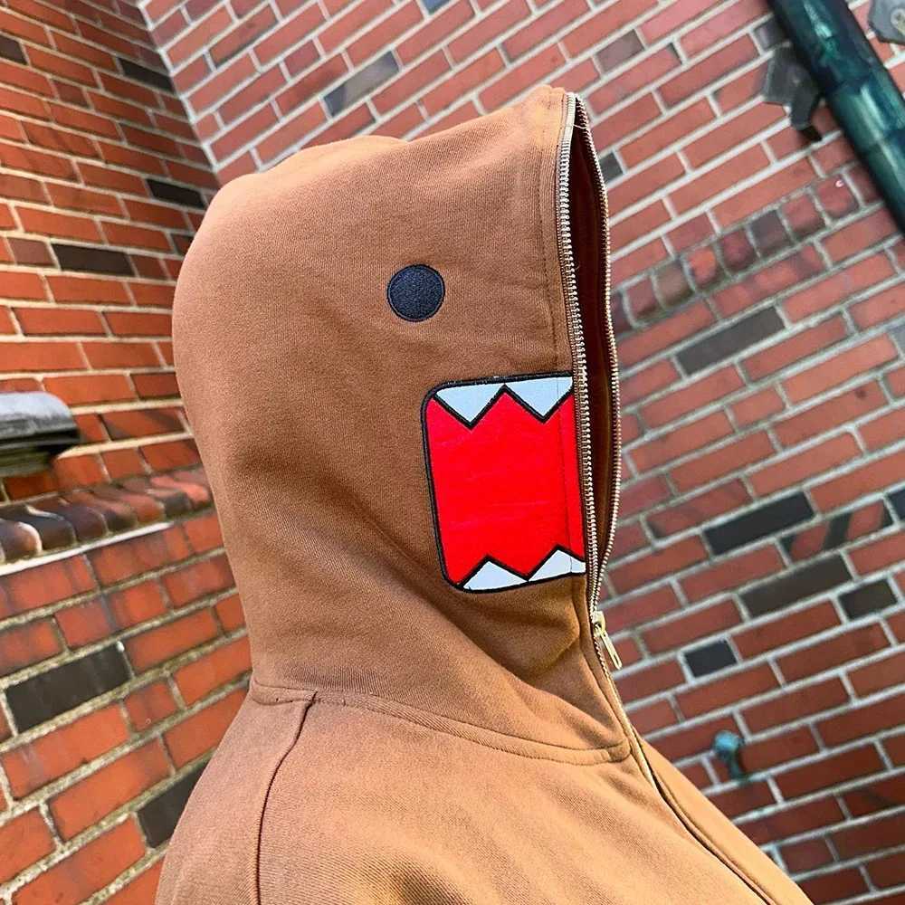 Domo kun Unisex Embroidered Jacket Long Slve Zipper Hooded Sweatshirt for Autumn Winter Cardigan T250730