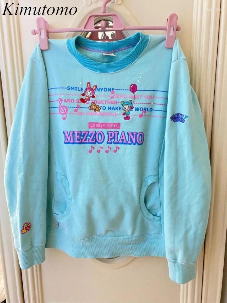 Women's Hoodies Kimutomo Sweatshirts Women Japanese Style Cartoon Printed Sweet O Neck Thin Autumn Fashion Aesthetic Harajuku