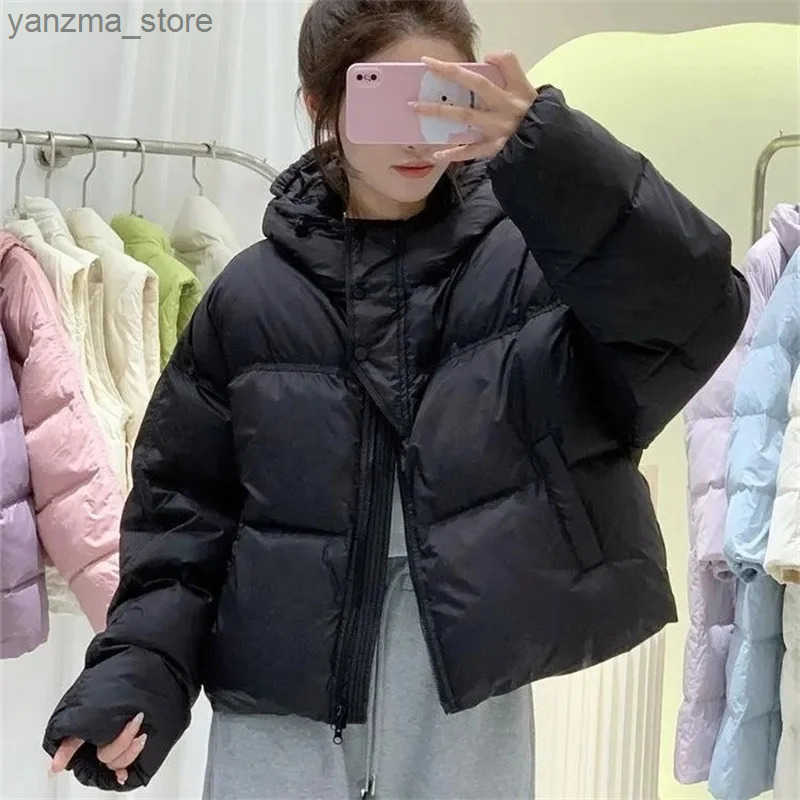 Winter Puffer Jackets Women Thick Warm Cotton Solid Padded Coat Female Korean Fashion Hooded Oversized Loose Short Parkas Mujer L250730