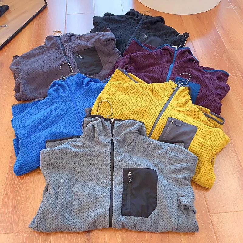 Men's Jackets Outdoor Hiking Fashionable Casual Warm And Breathable Sweatshirt Wavy Pattern Autumn Winter Fleece Sports Jacket