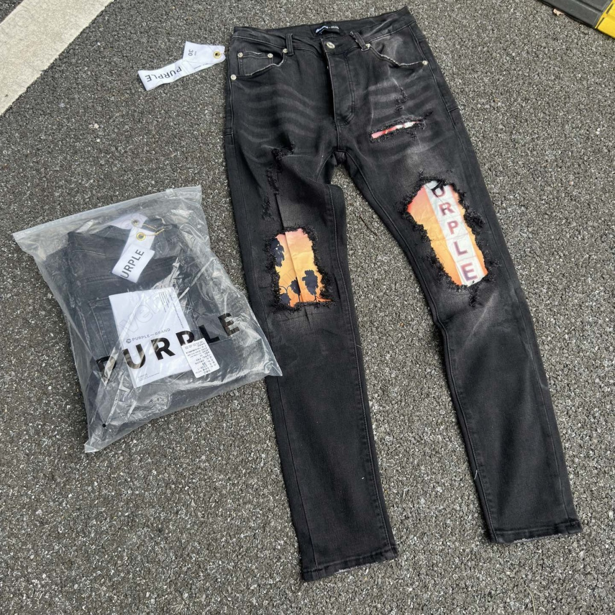 Designer purples Jean For Men jeans letters Designer Pants Denim Trousers Mens purples brands jeans High Quality Straight Retro Ripped Biker Motorcy