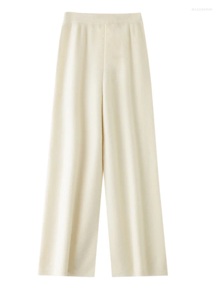 Women's Pants Women Merino Wool Knitted Wide Leg Autumn Winter Basic Soft Warm Cashmere Knit Trousers Casual Simple Fashion Style