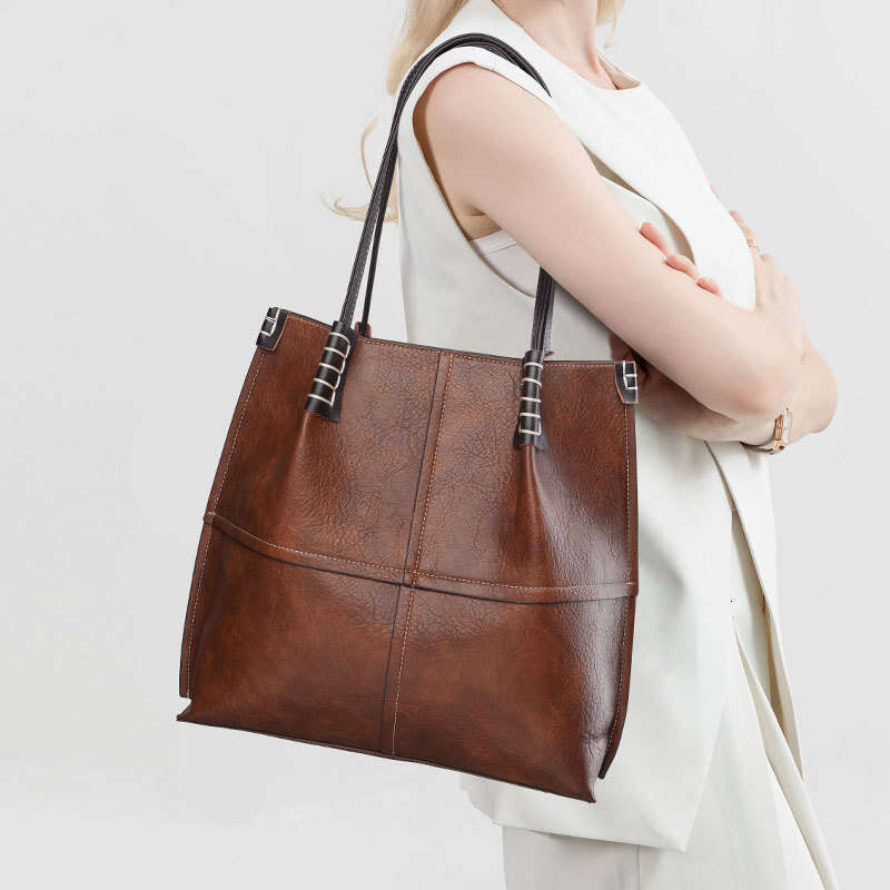 Tote Large Capacity Simple Women's 2025 New Korean Style Patchwork Shoulder Bag Fashionable Textured Handbag designer bag