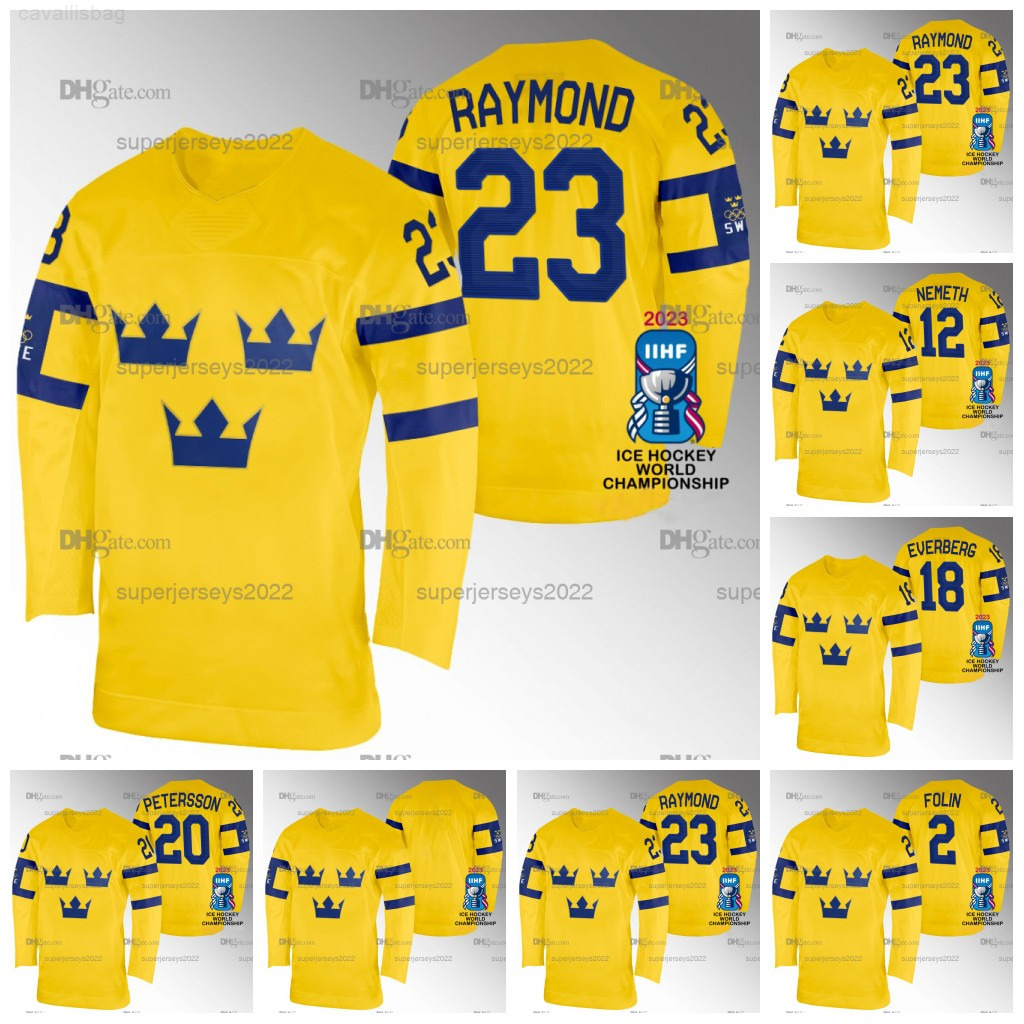 2024 Sweden Hockey Jersey Lucas Raymond 23 Folin 2 Nemeth 12 Everberg 18 Petersson 20 Polyester Breathable Quick Dry AntiShrink Mens