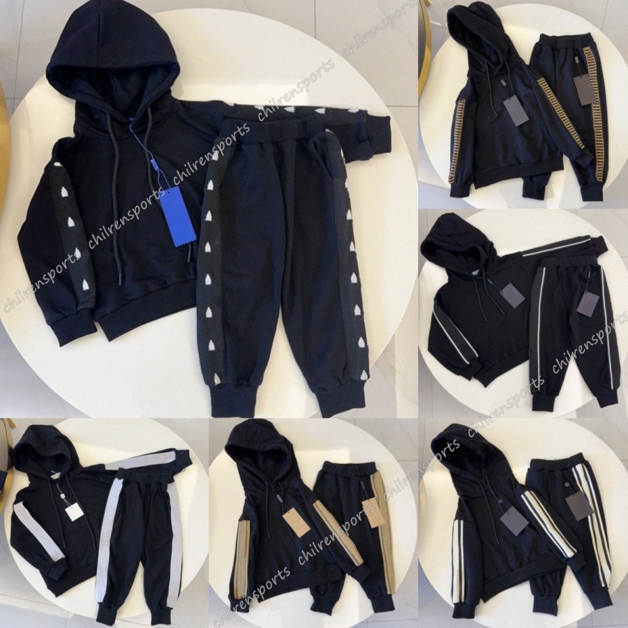 kids toddler Hoodies pants set black hoodie sets Autumn clothing set boys girls clothes baby Children two piece set size 90-150 P3oc#-image-1068989030